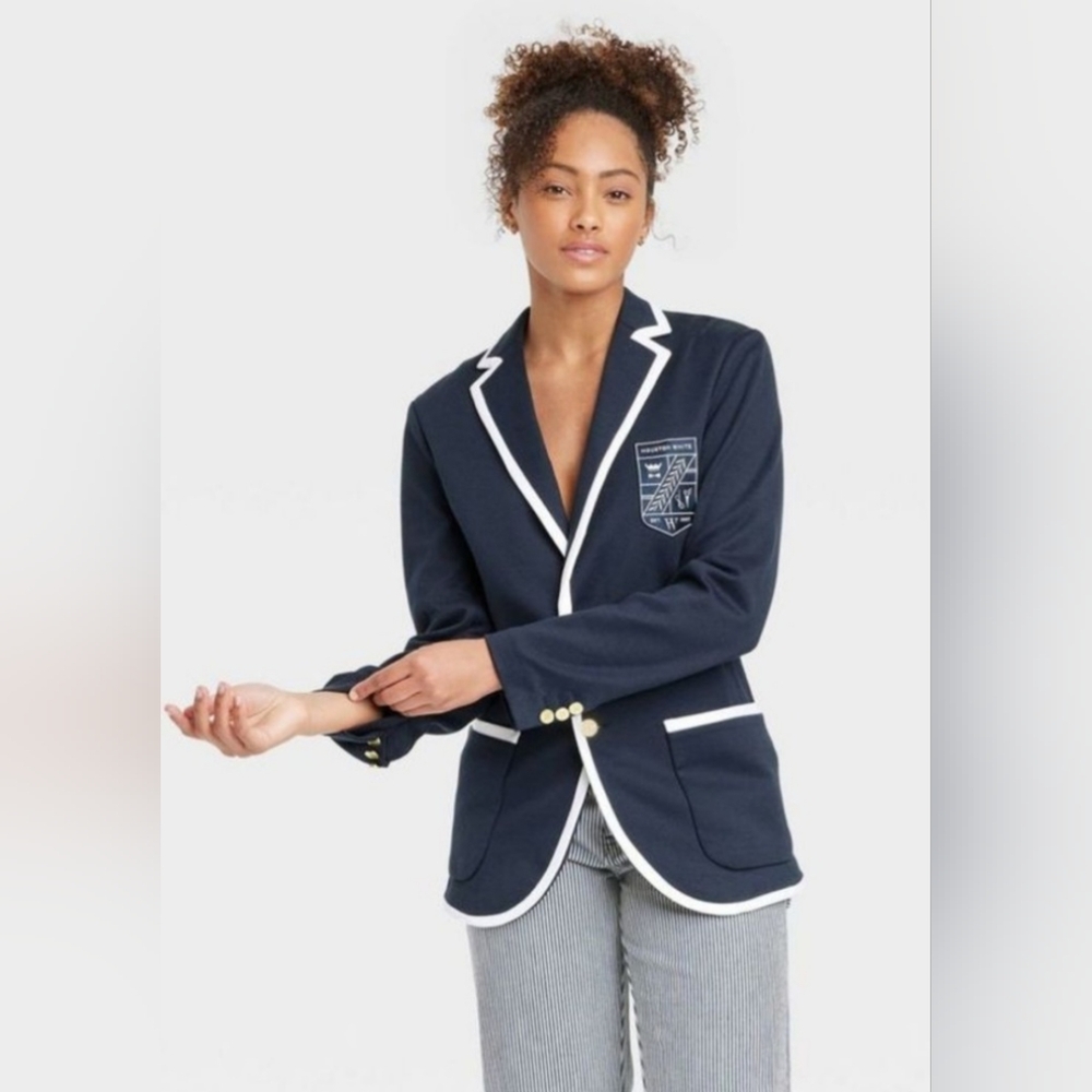 White House Unisex Blue and White Tailored-jackets Size Large